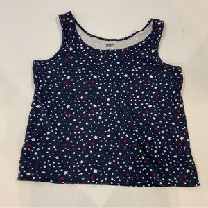 Lands' End Navy Tank Top with Red & White Star Print